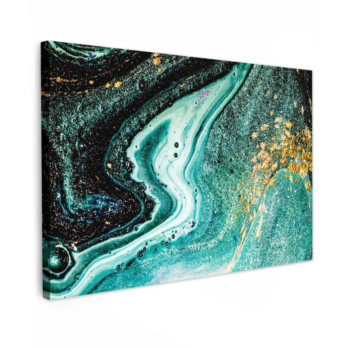 Marmerlook - Blauw - Goud - Glitter - Luxe - Marmer canvas 2cm klein -z3d