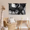 Paard - Sport - Zwart - Wit Wandkleed katoen middel -wsfeer5_kind