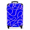 Roze lijnen op kobaltblauw NBS - Handbagage koffer - Volwassenen Unisex middel -productfoto_recht
