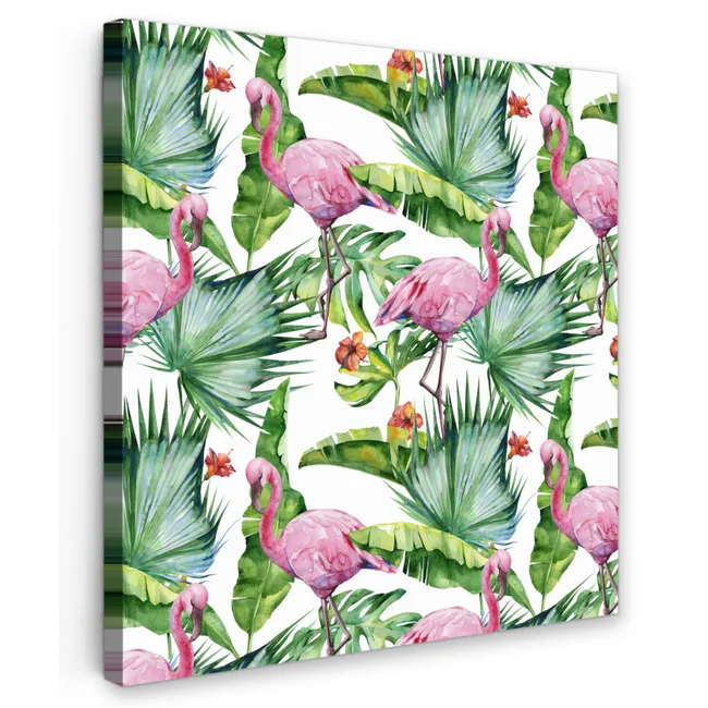 Bladeren - Flamingo - Bloemen - Jungle Tuinposter op houten frame 2 cm dik klein -3d