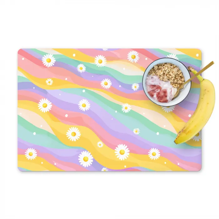 Madeliefjes - Kleurrijk - Pastel - Vrolijk Placemat vinyl groot -zzzproduct_Kitchenyeah-website