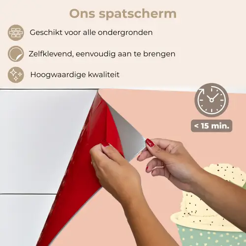 Bakje - Ijs - Aardbei - Roze keuken achterwand spatscherm klein -spatscherm_NL
