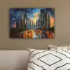 Auto - Skyline - Zon - Blauw canvas 2cm klein -sfeer3