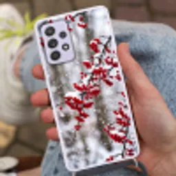 Bessen - Takken - Sneeuw - Winter - Kleurrijk Hoesje Samsung Galaxy A52 5G met koord klein -sfeer3