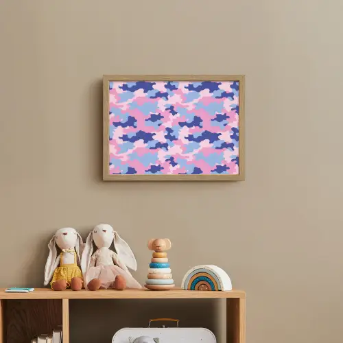 Camouflage - Patroon - Donkerblauw Light Box met batterij (Wandlamp kind) middel -sfeer2_kind