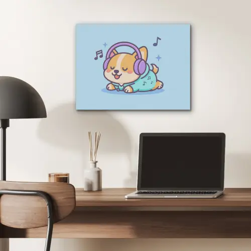 Corgi - Koptelefoon - Blauw - Muzieknoten PET vilt klein -sfeer5