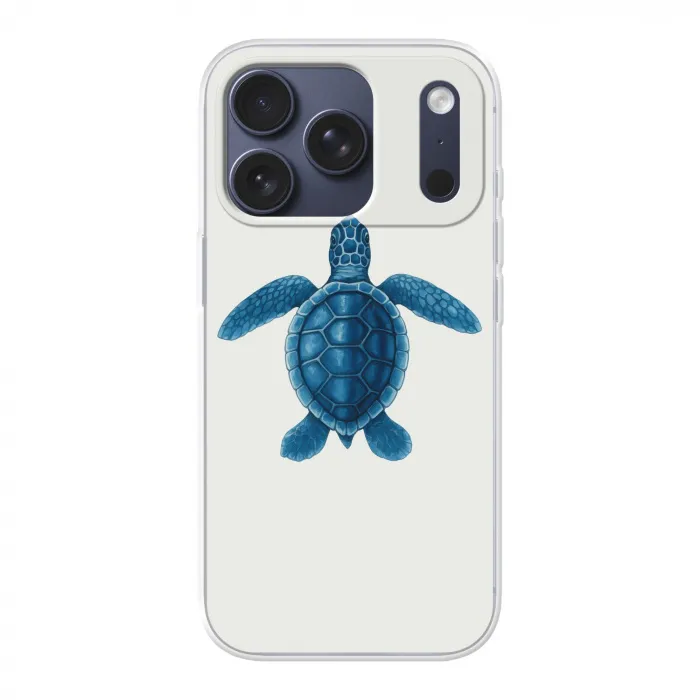 Schildpad - Blauw - Schild Telefoonhoesje iPhone 17 Pro klein -3d