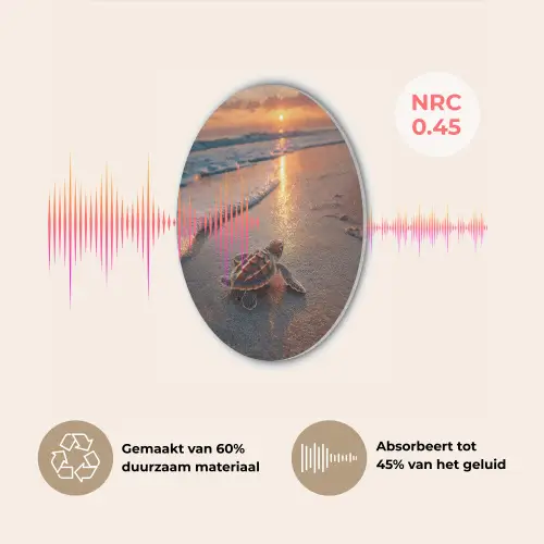 Schildpad - strand - Zonsondergang Akoestische PET Vilt - Rond klein -USP_NL