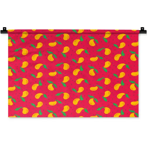 Roze - Mango - Blauwe - Streepjes Wandkleed katoen klein 269 -zz3d