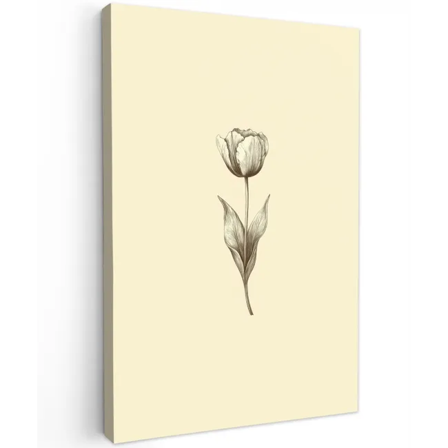 Illustratie - Tulp - Zwart Tuinposter op houten frame 2 cm dik klein -3d