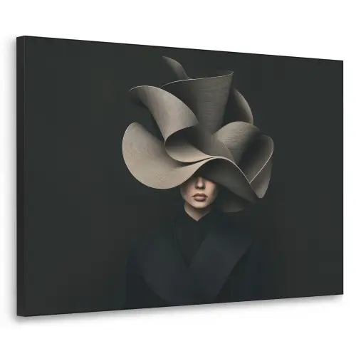 Zwarte - Hoed - Vrouw Textielframe zwart klein -3d