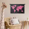 Wereldkaart - Roze - Marmer Wandkleed katoen klein -wsfeer5_kind