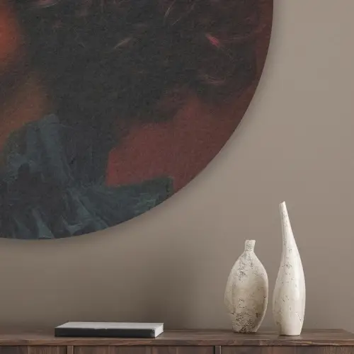 Vrouw - lychee - exotisch Akoestische PET Vilt - Rond klein -sfeer5_closeup
