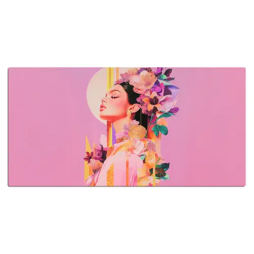 Vrouw - Bloemen - Paars - Abstract Muismat XXL klein -3d_leeg