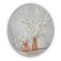 Vazen - Bloemen - Oranje Akoestische PET Vilt - Rond klein -3d