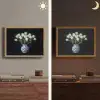 Wit - Bloemen - Tulpen - Vaas Light Box met batterij (Wandlamp) middel -sfeer3