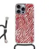 Golvende vormen - Abstract - Rood Hoesje iPhone 16 Pro Max met koord klein -3d