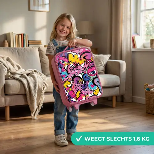 Girly graffiti Kinderkoffer - Roze klein -sfeer2_NL