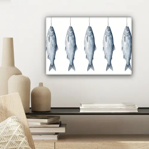 Vissen - Illustratie - Delfts - Blauw canvas 2cm klein -sfeer6