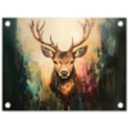 Hert - Geverfd - Gewei - Bruin tuinposter los doek klein -3d