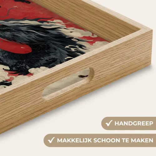 Zwarte draak - Rookwolken - Rood Dienblad Rechthoek middel -USP_HandgreepNL