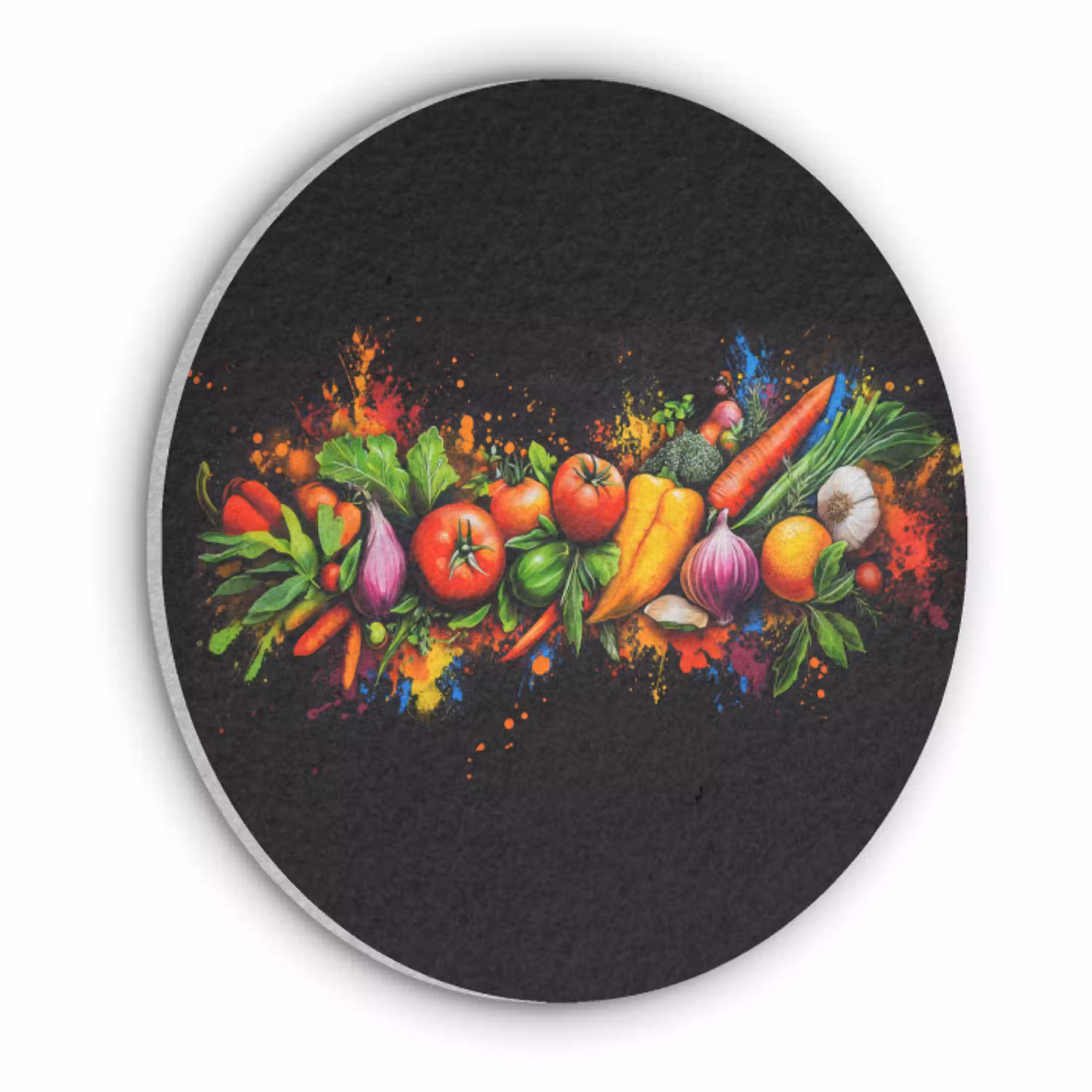 Groente - Eten - Kruiden - Graffiti - Koken Akoestische PET Vilt - Rond klein -3d