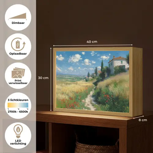 Zandpad - Huis - Bomen - Grasveld Light Box met batterij (Wandlamp) middel -USP_websiteoverzichtNL