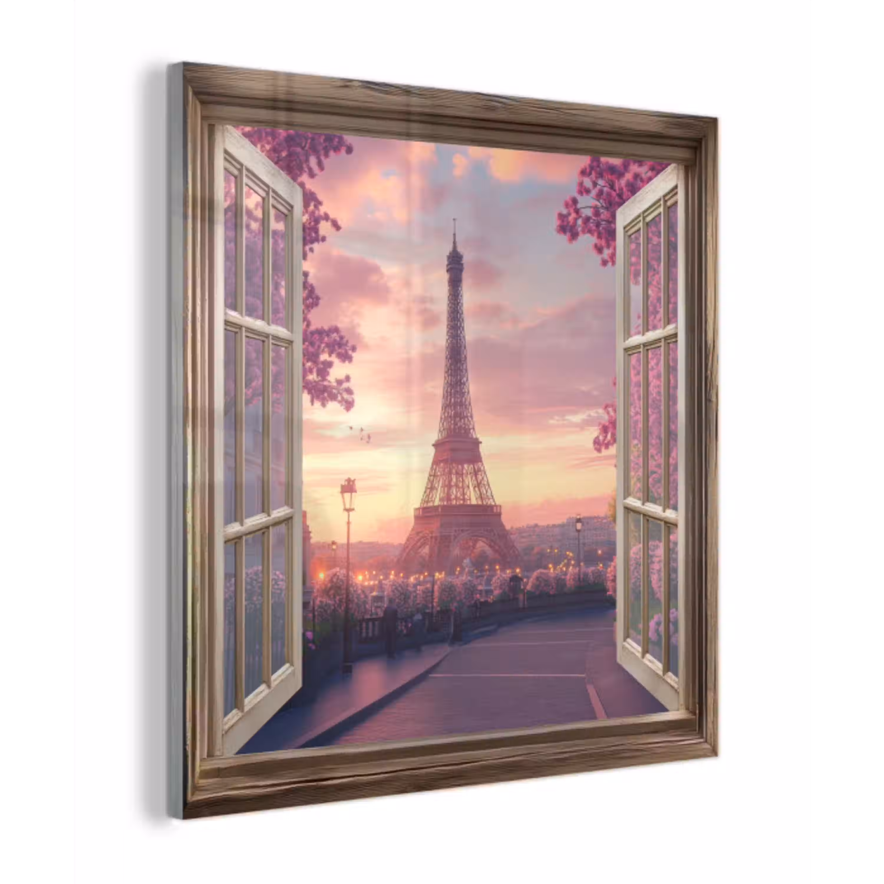 Doorkijk - Parijs - Eiffeltoren - Roze - Kersenbloesem plexiglas 5mm klein -z3d