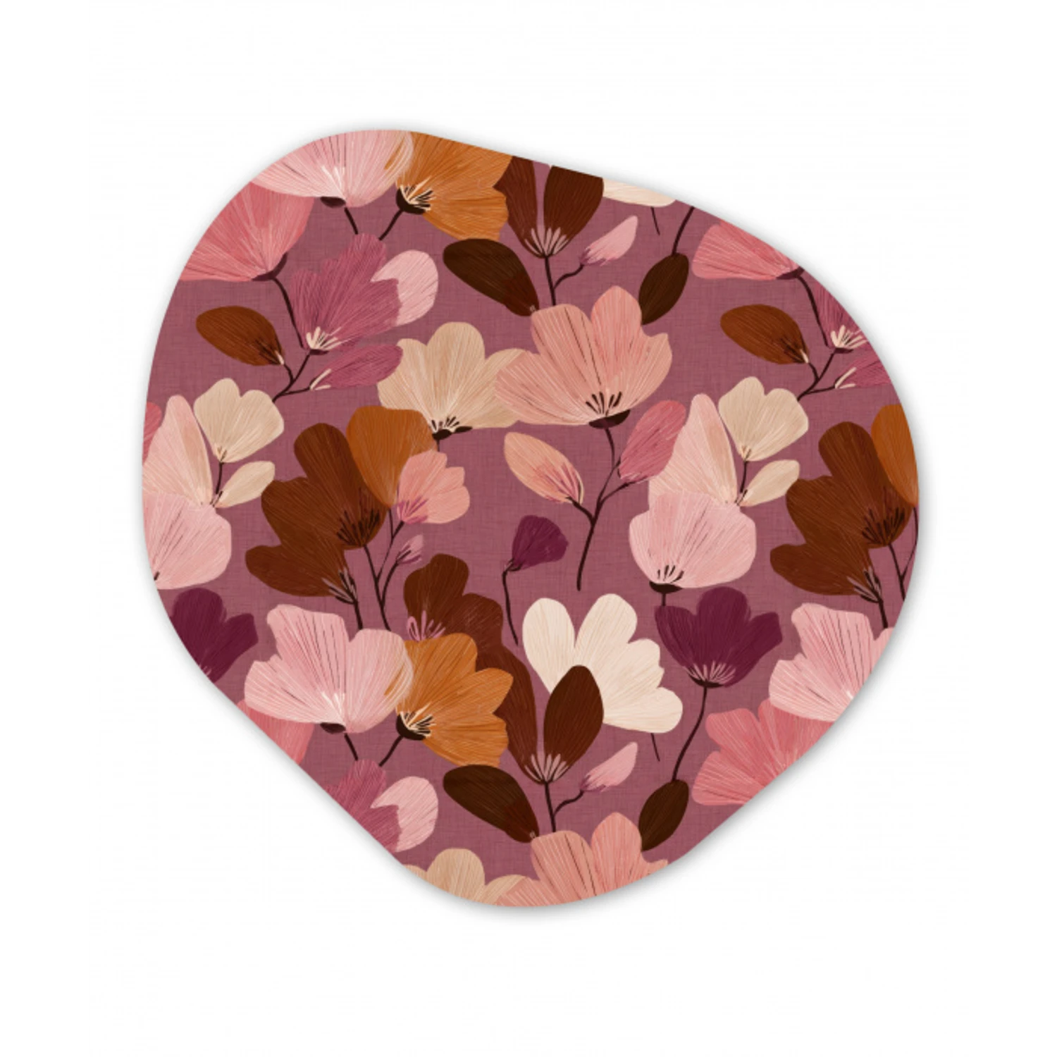 Bloem - Patroon - Roze Wandcirkel Organisch Forex 3mm klein 629 -3d