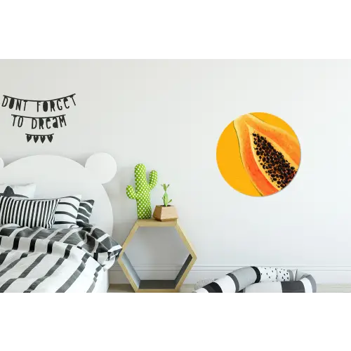 Papaja - Oranje - Topisch Wandcirkel aluminium klein -kinderkamer