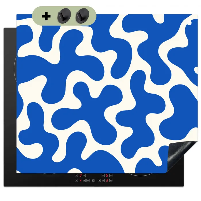 Vormen - Abstract - Blauw - Golven Inductie beschemer met haakjes middel -3d