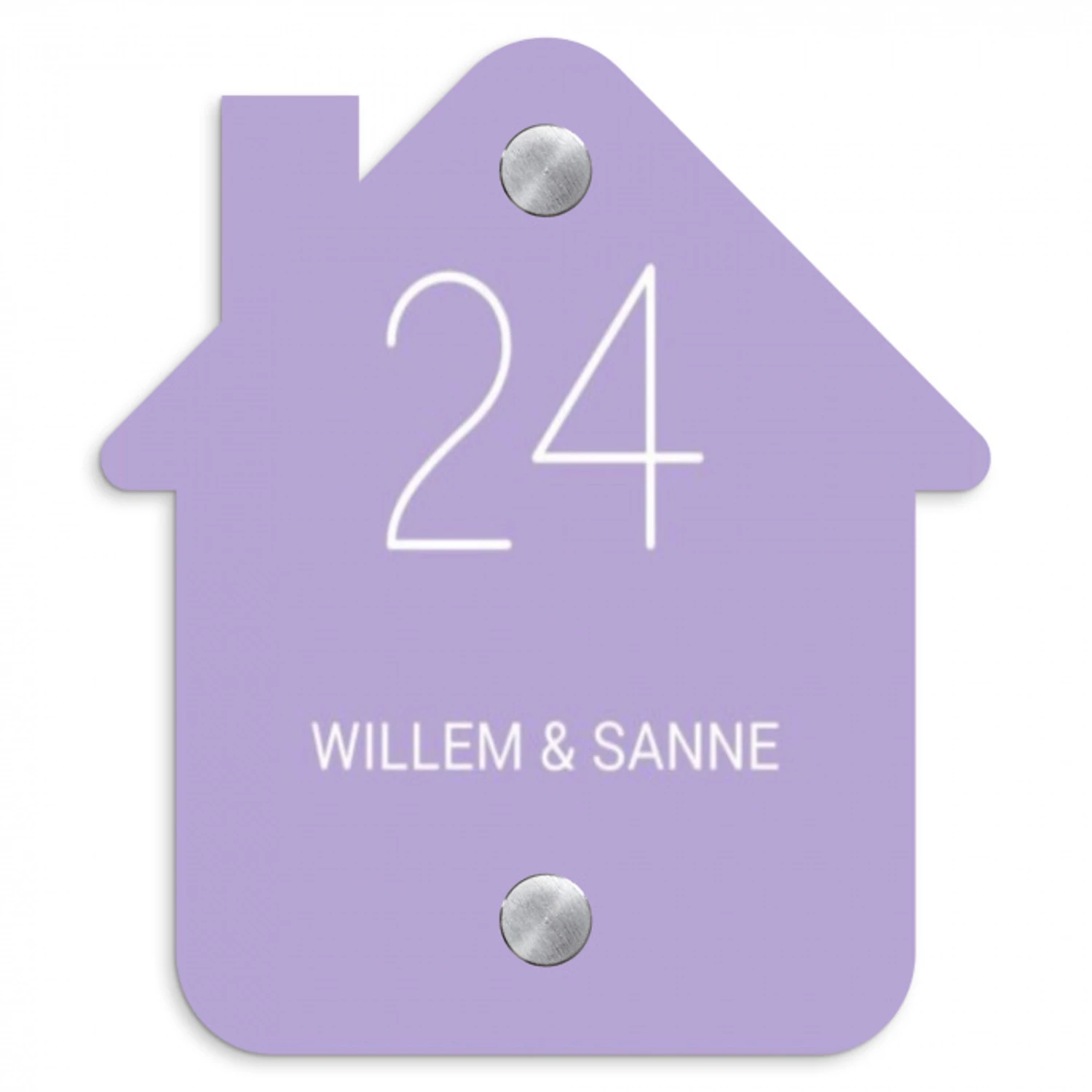 Effen - Lila - Klassiek Naambord Huisje klein -3d
