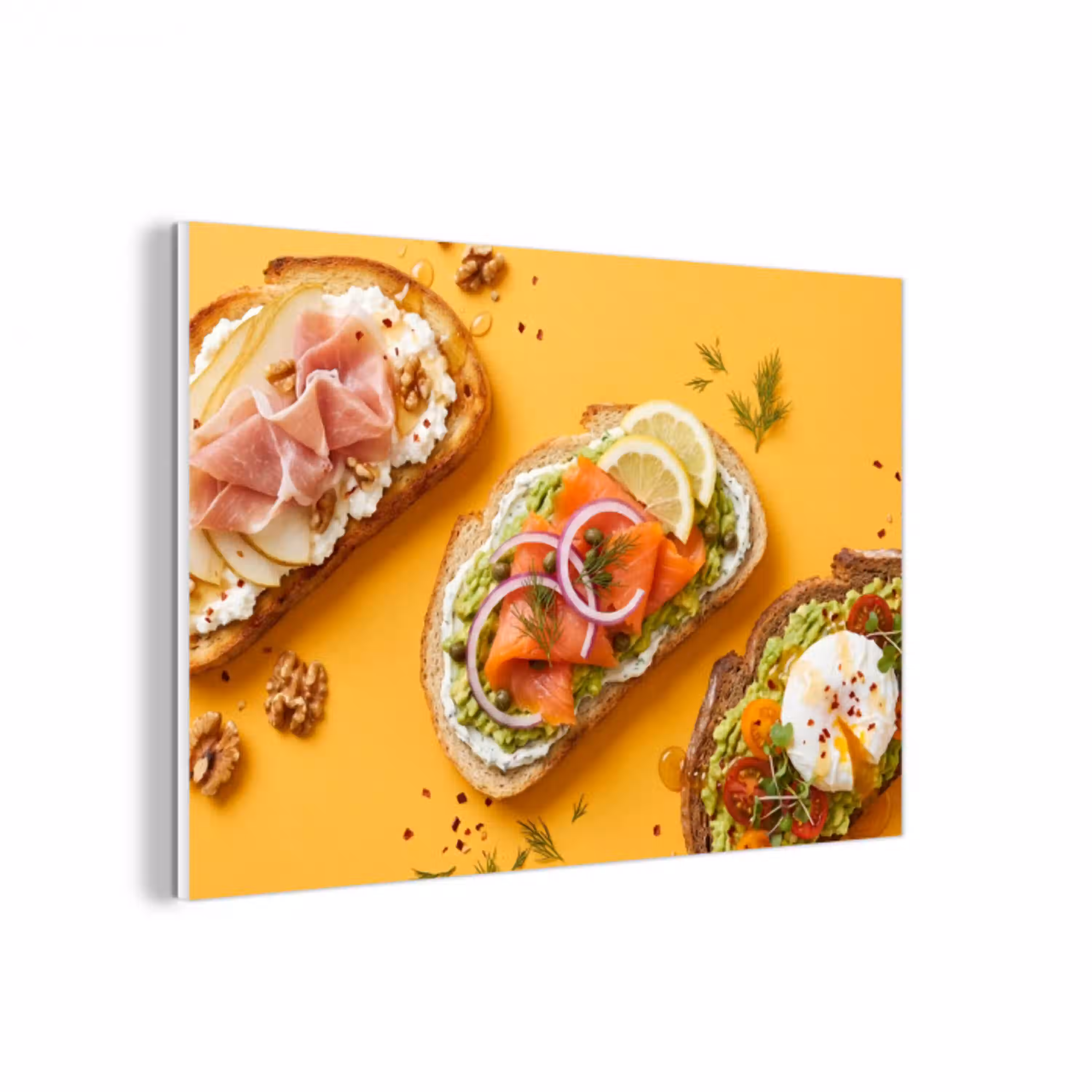 Eten - Brood - Ontbijt - Modern - Kleurrijk forex 5mm xxl -3d