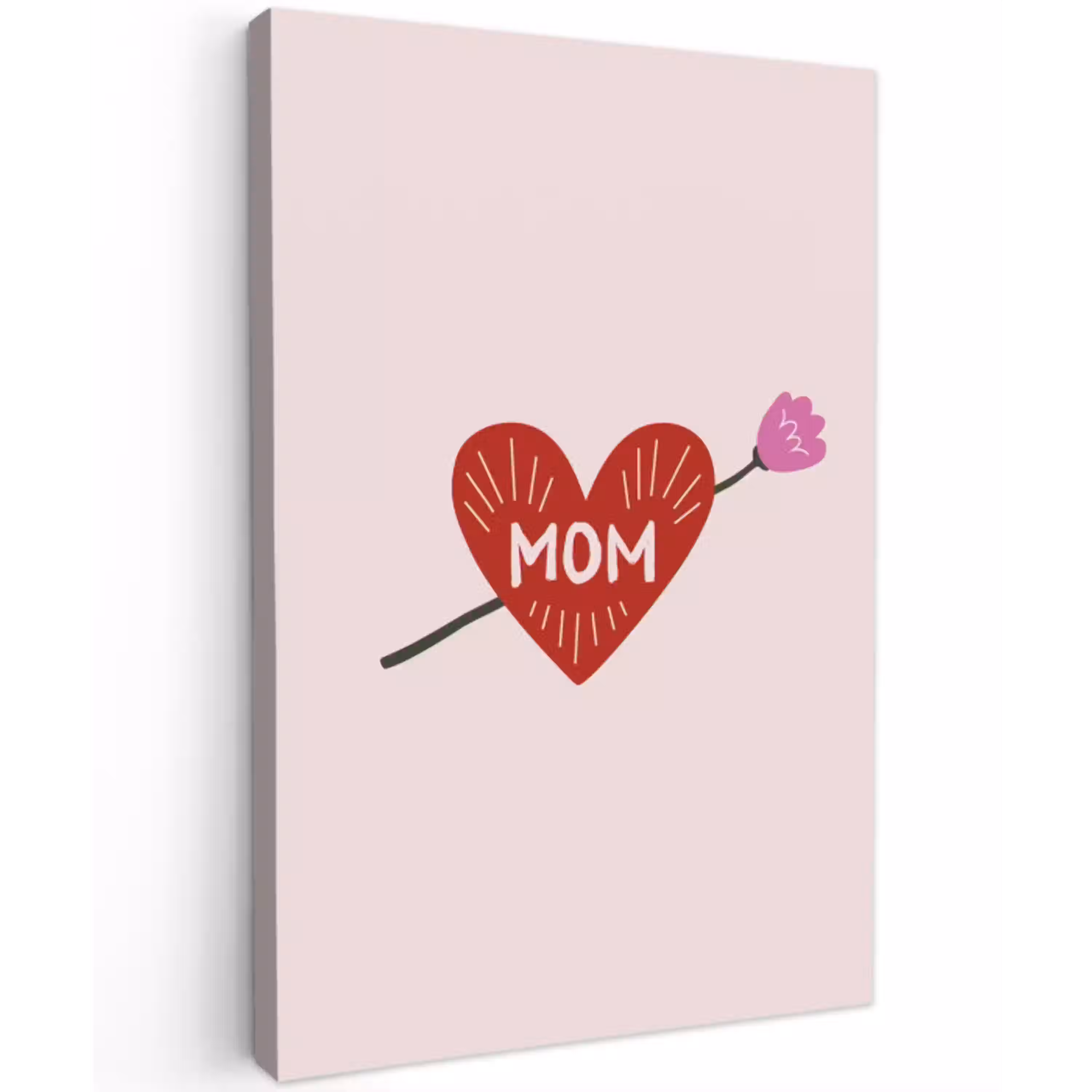 Hart - Rood - Bloem - Moeder Tuinposter op houten frame 2 cm dik middel -3d