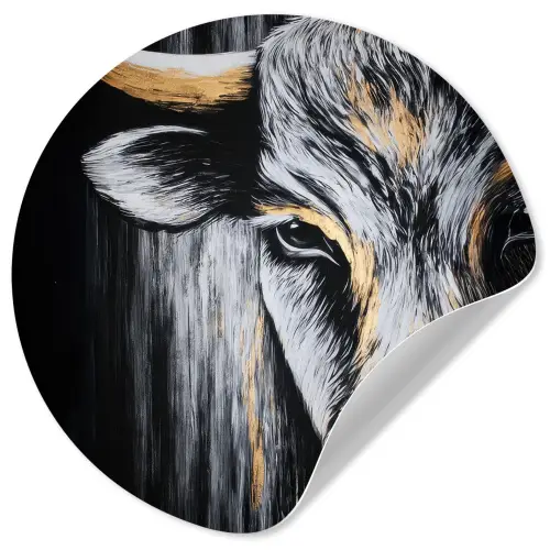 Stier - Hoorns - Snuit - Goud Wandcirkel behangsticker klein -3d