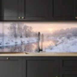 Rivier - Winter - Landschap - Sneeuw - Zonsopgang keuken achterwand 2 middel -sfeer1