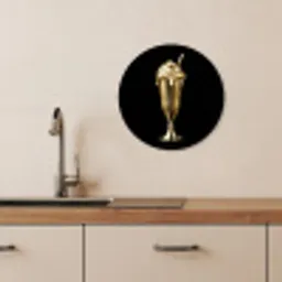 Milkshake - Goud - Drinken - Zwart KitchenYeah - Keuken - Wandcirkel Forex klein -sfeer3