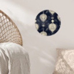 Luchtballonnen - Wolken - Patroon - Donkerblauw Wandcirkel behangsticker klein 186 -sfeer4