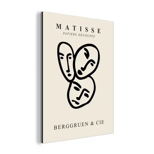 Matisse - Gezicht - Portret - Zwart aluminium wit klein -3d