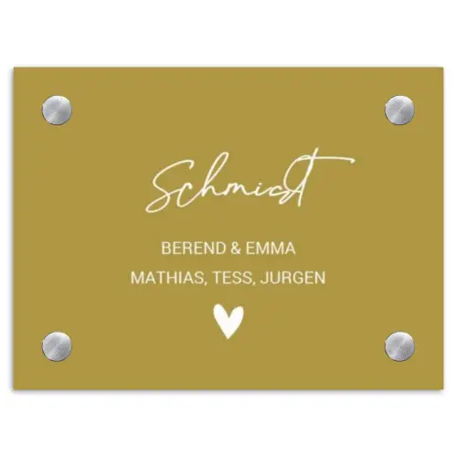 Okergeel - Sierlijk Naambord Rechthoek middel -3d
