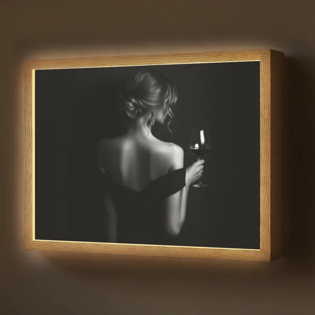 Lightbox - Wandlamp - Vrouw - Wijn - Jurk