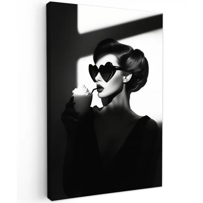 Vrouw - Zwart - Hart Tuinposter op houten frame 2 cm dik klein -3d