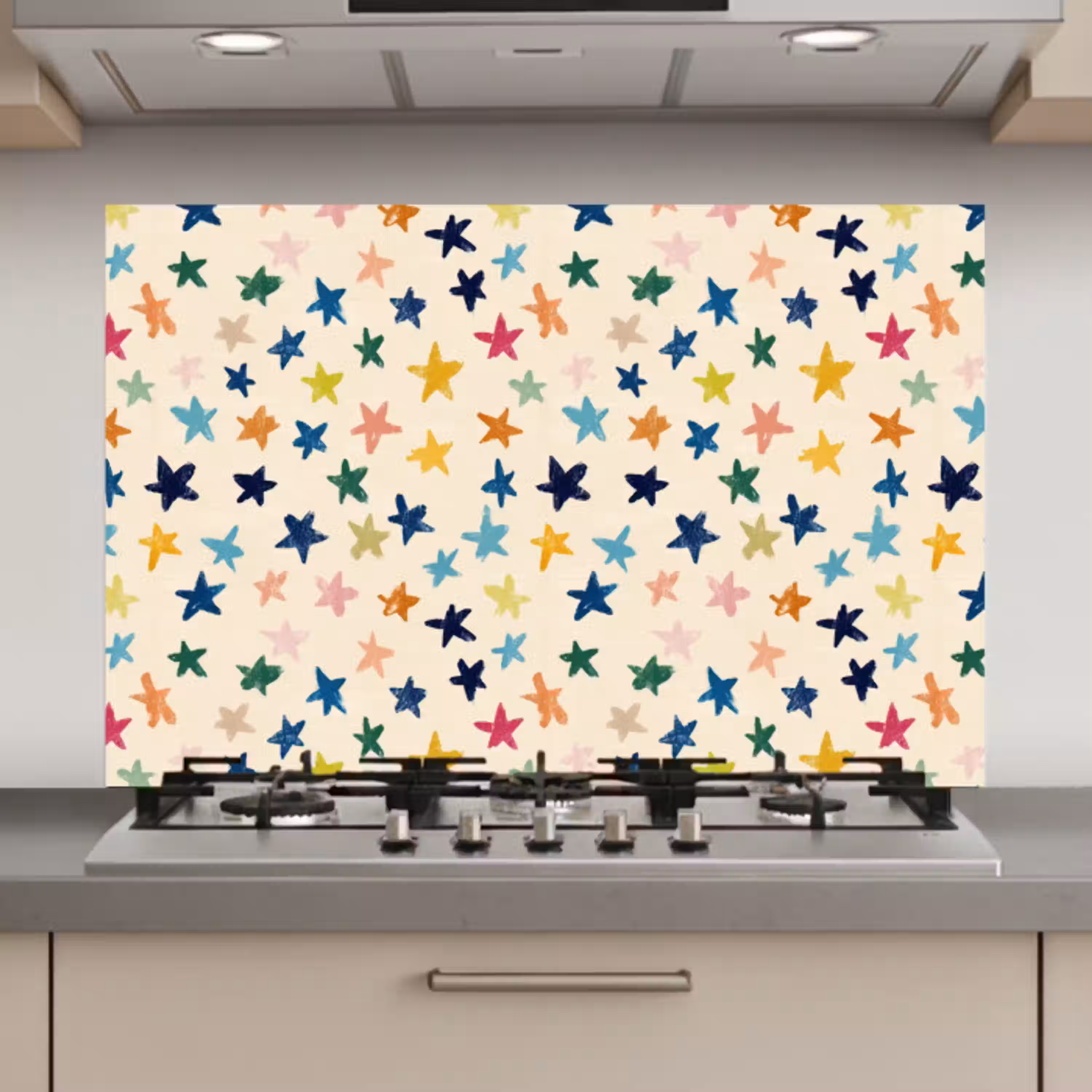 Patroon - Sterren - Kleurrijk keuken achterwand spatscherm klein 900 -3d_website