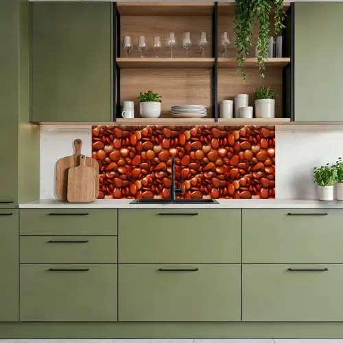 Rode - Glans -Stenen keuken achterwand 2 middel 871 -sfeer3
