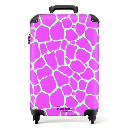 Giraffeprint in lichtgroen en paars NBS - Handbagage koffer - Kinderen Unisex middel -productfoto_recht
