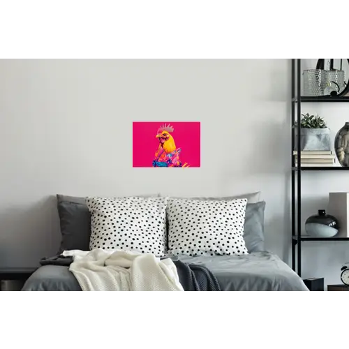 Haan - Kleurrijk - Kimono - Roze Muursticker klein -slaapkamer