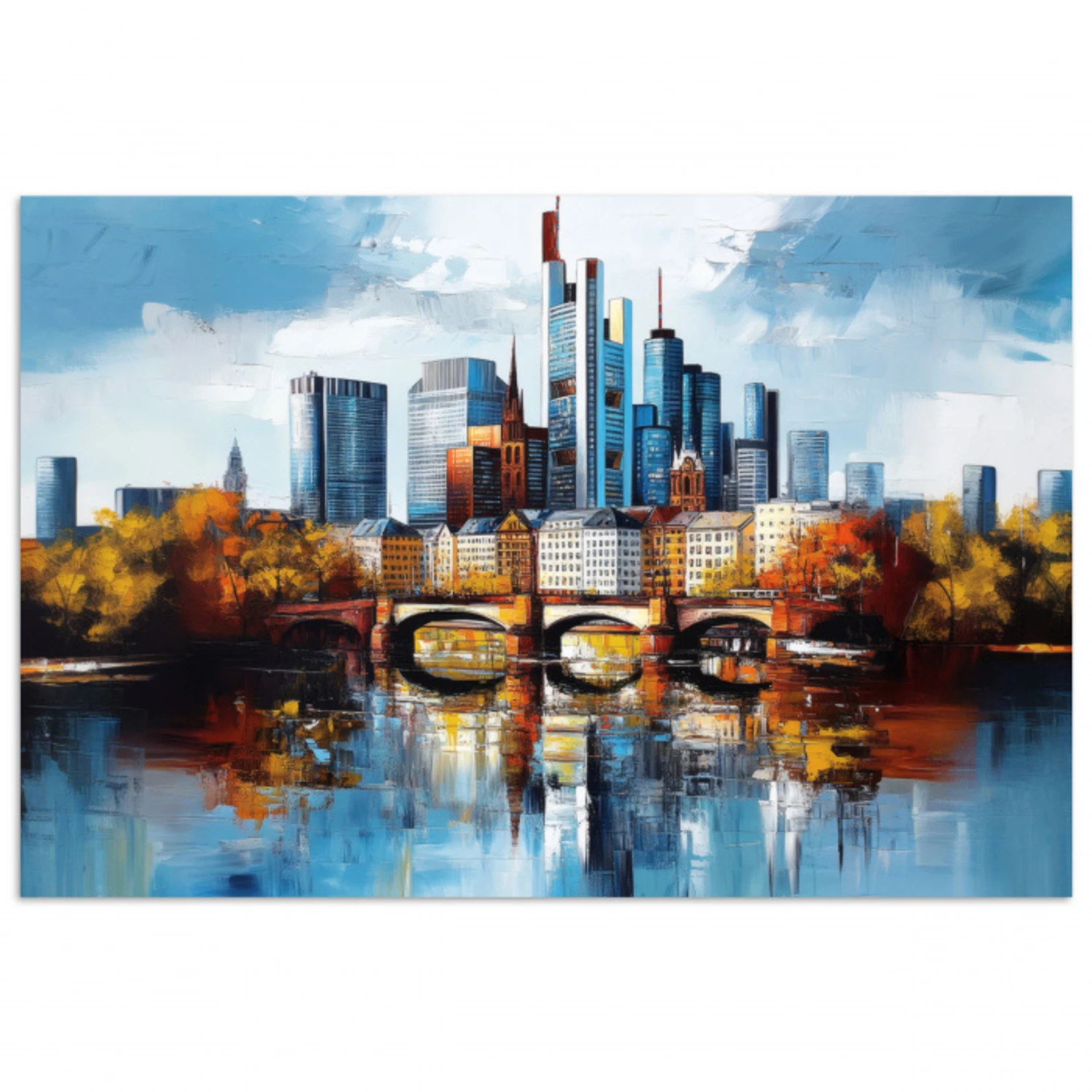 Bomen Frankfurt- Stad - Skyline - Brug poster papier klein -3d
