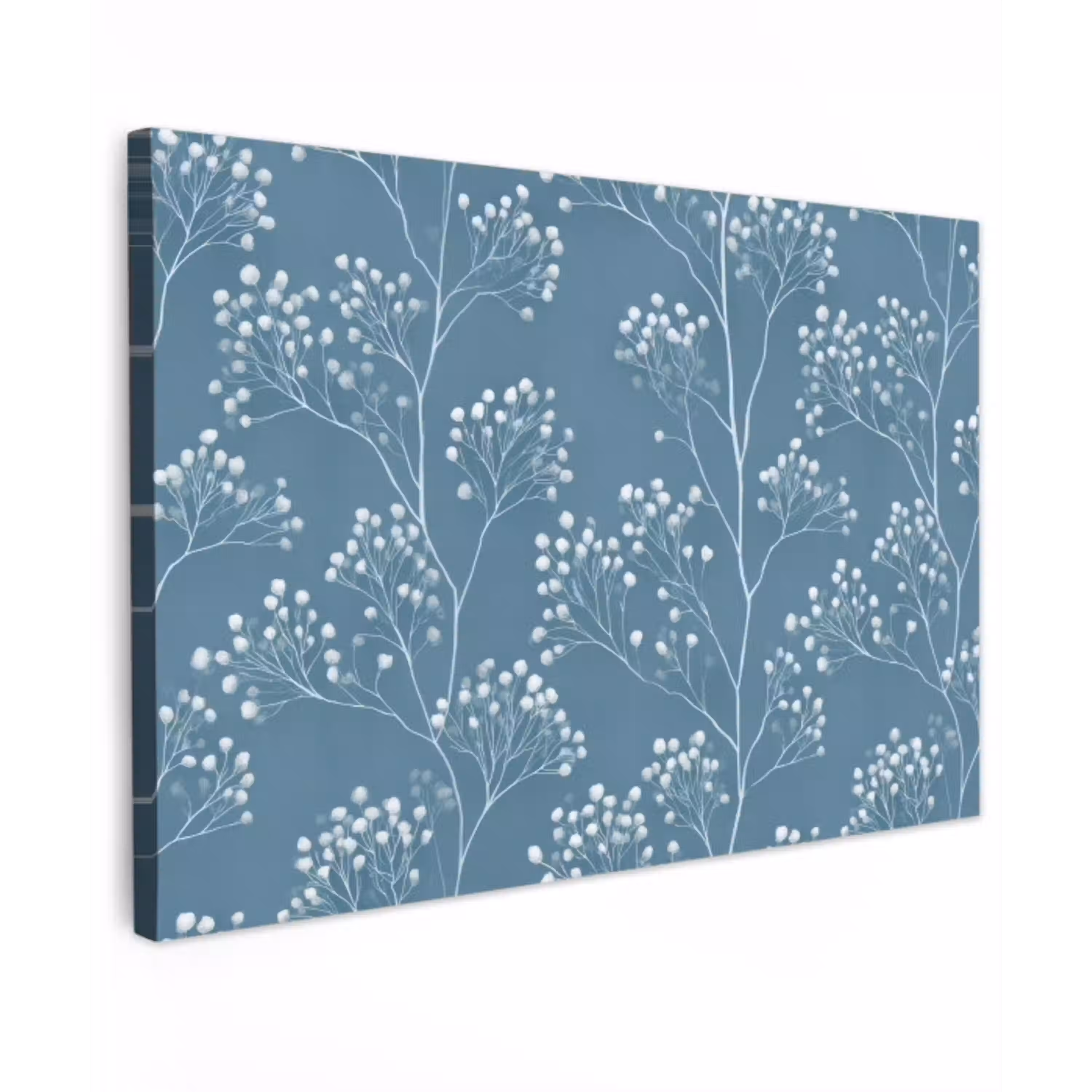 Takken - Bessen - Patroon - Lichtblauw Tuinposter op houten frame 2 cm dik klein 845 -3d