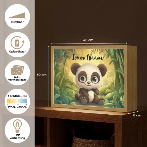 Panda - Bamboebos - Groen Light Box met batterij (Wandlamp kind) middel -USP_websiteoverzichtNL