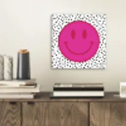 Smiley - Roze - Stippen aluminium wit klein -sfeer1